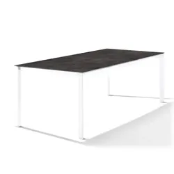 Sieger Gartentisch 220x100cm Polytec Beton dunkel- Gestell Weiß