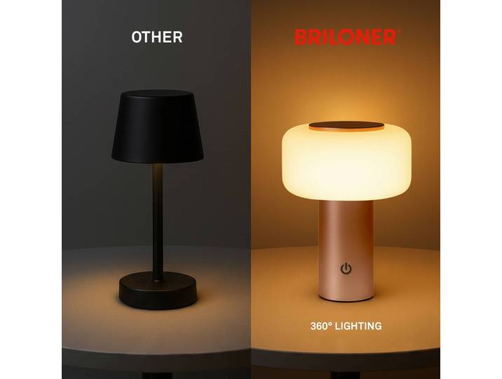 Briloner LED-Akku-Tischleuchte Juna, braun, IP44, dimmbar, 20 cm dimmbar, braun / rost, Kunststoff, Modern