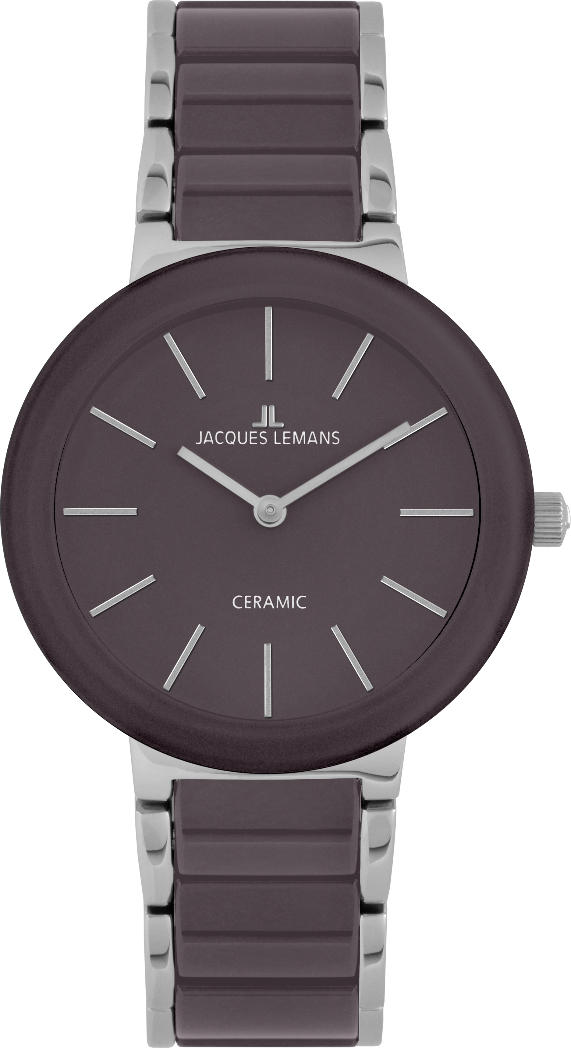 Quarzuhr JACQUES LEMANS "Monaco", lila (grau, grau), Armbanduhren, Damen, Quarzuhr, Armbanduhr, Damenuhr, Keramik, analog