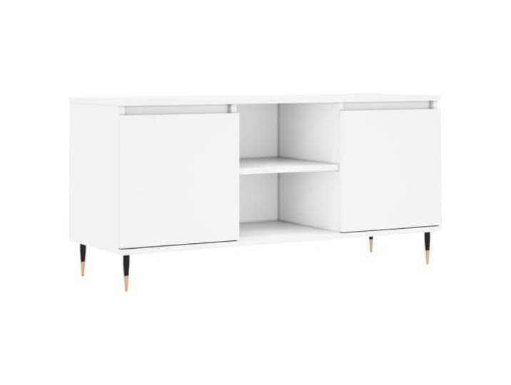 KGFHERENB TV-Schrank Weiß 104x35x50 cm TV-Lowboard aus Holzwerkstoff Vier offene Fächer für Wohnzimmer oder Schlafzimmer, stabile Eisenbeine und pflegeleichte Oberfläche für Medien