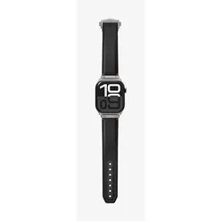 Spigen AMP09304 (Nylon, Polyurethane (PU), Polyurethane leather, Stainless Steel), Uhrenarmband, Schwarz