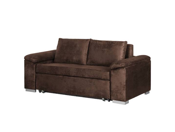 Schlafsofa mit schräger Armlehne Braun/Dunkelbraun Microfaser Afua 170cm Modern