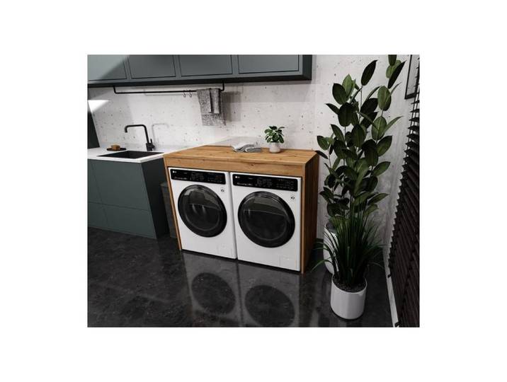 Armoire de rangement RAUMHIRSCH pour lave-linge et sèche-linge - Gain de place et design élégant Chêne Wotan