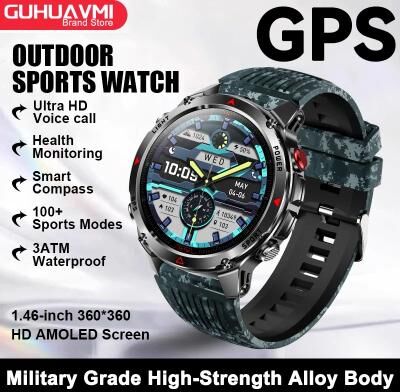 Inspired Living TrailGuide Pro GPS AMOLED Smartwatch With Call & Compass blue Camouflage