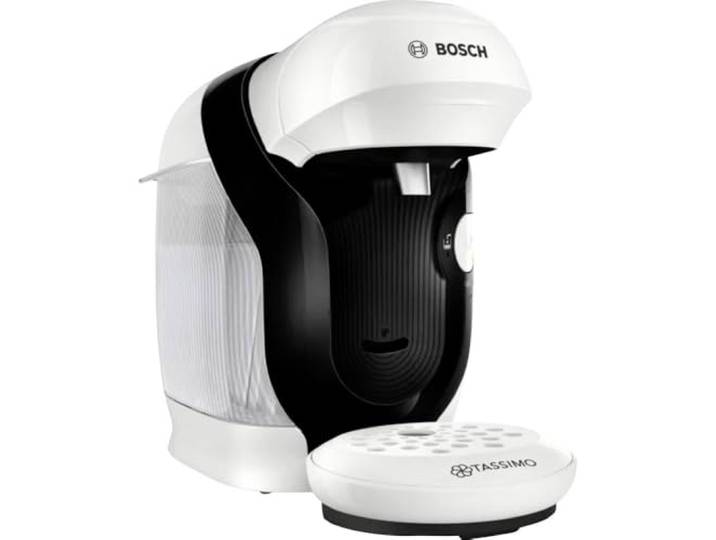 Bosch Machine à café multi-boissons Tassimo Style friendly\, TAS114E\, plus de 70 boissons chaudes\, OneTouch\, cafétière à dosettes\, compacte\, Intellibrew\, blanc