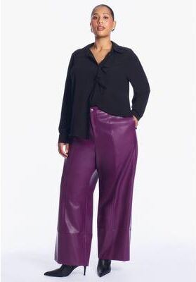 Plus Size Women's Cuffed Faux Leather Pants by June & Vie in Dark Purple (Size 26/28)