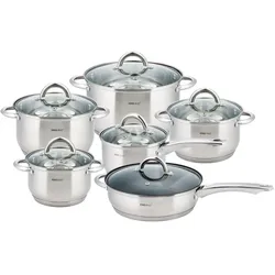 Kinghoff Pot set 12 ELEMENTS. KH-4450, Pfannenset + Topfset, Silber