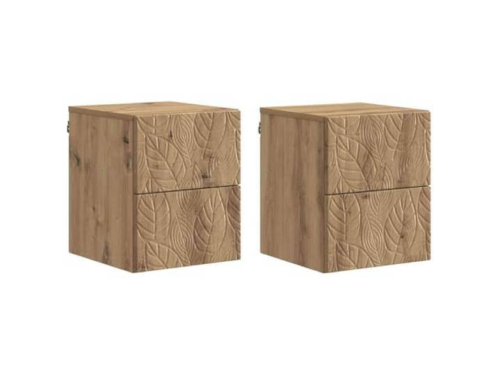 Tmriohed 2er Set Nachttisch Wandmontiert Artisan-Eiche 34.5x33x40 cm Platzsparende Wand-Nachtkonsolen für das Schlafzimmer mit je 2 Schubladen aus robustem Holzwerkstoff.