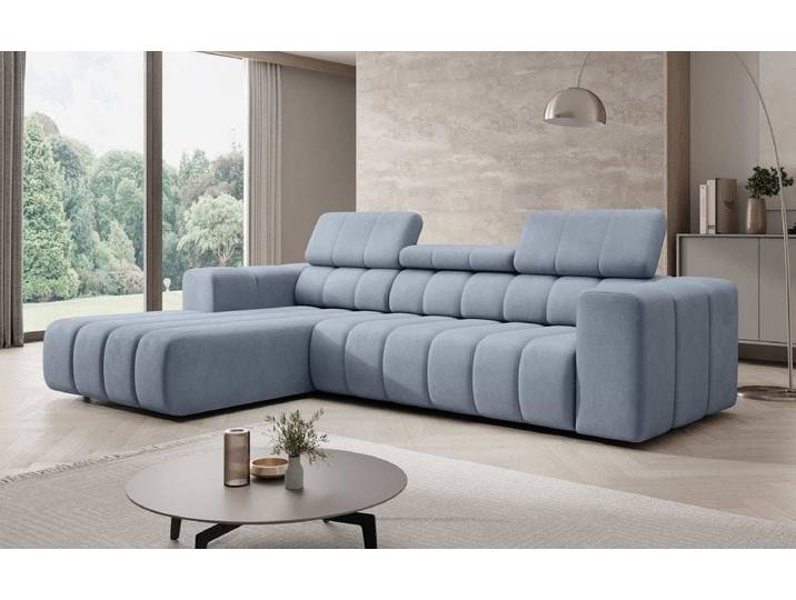 Designer Ecksofa Aurora Mini mit verstellbaren Kopfstützen - Hellgrau - Rechts - Samt - Luxusbetten24