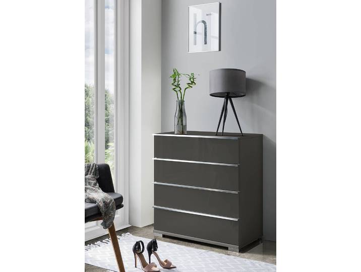 Kommode 82cm Schwarz/Grau/Havanna