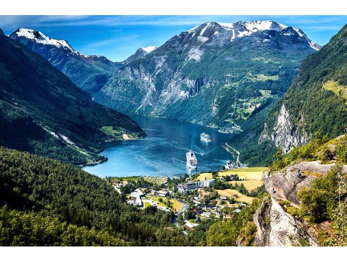 Fototapete PAPERMOON Landschaft mit Bergen , bunt, B:2m L:1,49m, Vlies, Tapeten, Fototapete