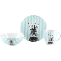 Frühstücksservice Happy Bunny Grün, 3-teilig