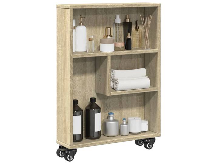 vidaXL Schmaler Aufbewahrungswagen Sonoma-Eiche 48x13x68 cm