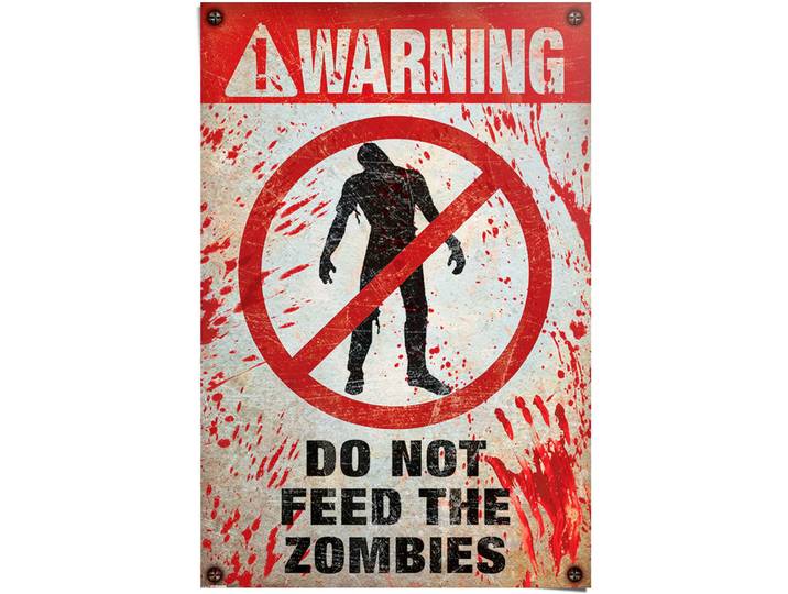 Poster REINDERS Warning Do Not Feed The Zombies , rot (farbe bild(er): rot), B:61cm H:91,5cm, Papier, Bilder, Poster