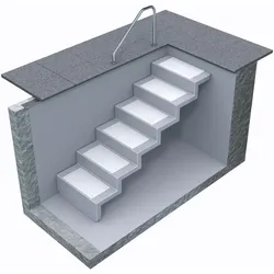 Treppe ELEGANZ 80 Wandbefestigung Kurz 6-stufig für Universal-Einbau aus Polyester,Farbe: silbergrau