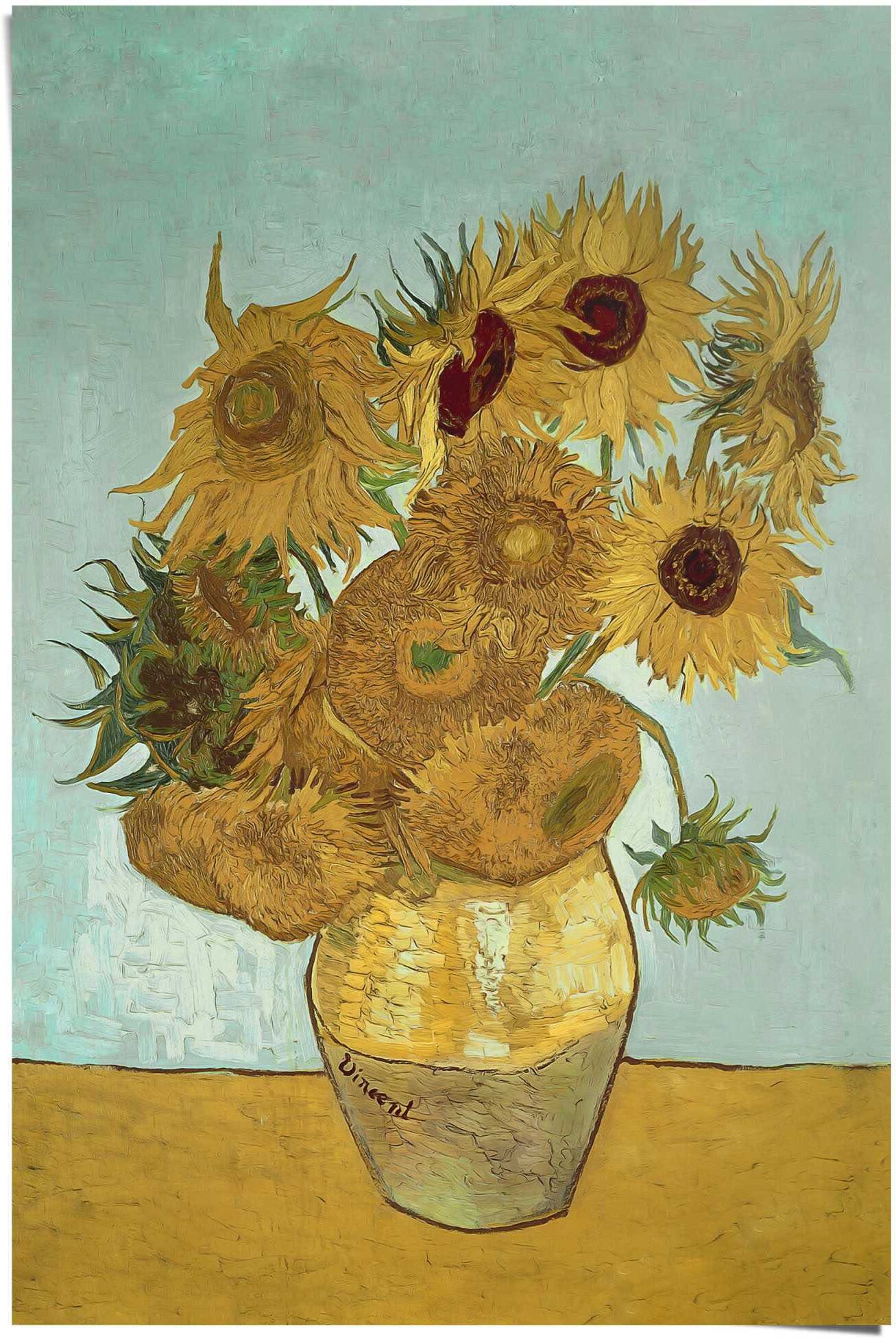 Reinders! Poster REINDERS "Sonnenblumen Vincent van Gogh - Blüte - Pflanze - Berühmtes Gemälde", gelb (farbe bild(er): gelb), B:61cm H:91,5cm, Papier, Bilder, Poster farbe bild(er): gelb B/H/T: 61cm x 91,5cm, 1 Stk.