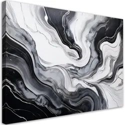 LEINWANDBILD Abstraktion aus schwarzem und weißem Marmor 90x60cm