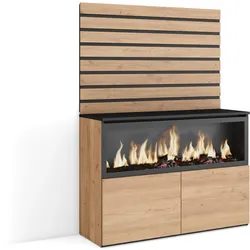 SIDEBOARD KOMMODE, Elektrokamin XXL, eiche, 107/35/145cm