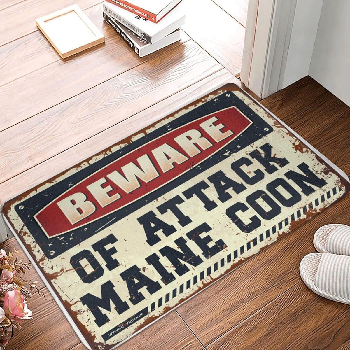 Grappige zwarte deurmat met anti-slip rug voor buiten, 50 x 80 cm