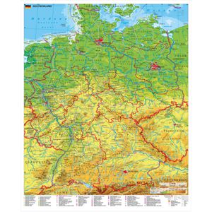 Stiefel Deutschlandkarte Welterbe & Nationalparks, rahmenlos, Poster aus laminiertem Karton, physische Karte, 97 x 119 cm