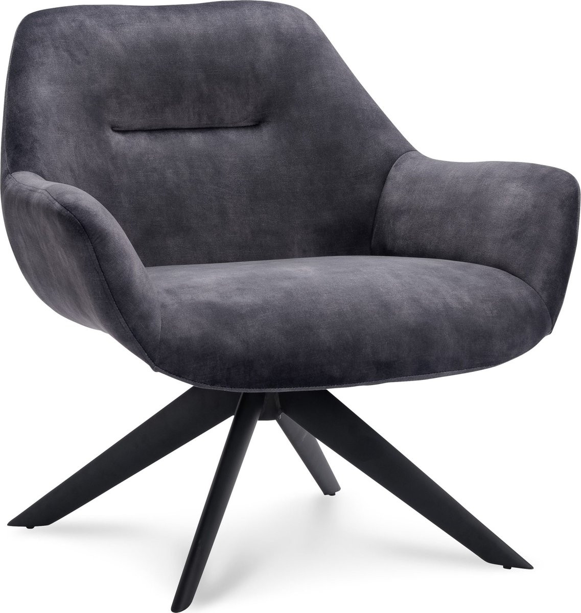 Icon Living Fauteuil Vico Velours Adore Anthracite met Zwarte Poten