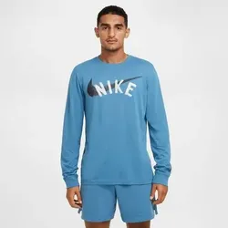 NIKE Herren Shirt Dri-FIT Long-Sleeve Fitness, Größe L in Blau Blau