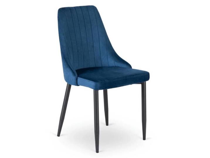 Chaise de salle à manger rembourrée BARI en velours bleu marine style loft moderne