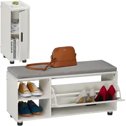 Relaxdays, Schuhschrank, 2-tlg. Schuhbank mit Schrank Set (100 x 35.50 x 48.50 cm)