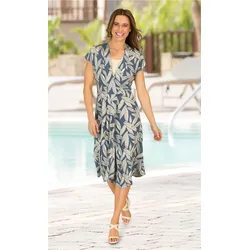 Viskose-Kleid in Druck rauchblau in Größe 54 von DW-Shop, Rauchblau, 54