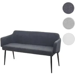 Sitzbank HWC-L13, Esszimmerbank Bank Polsterbank Garderobenbank Rückenlehne Armlehne Stoff/Textil 133cm ~ anthrazit