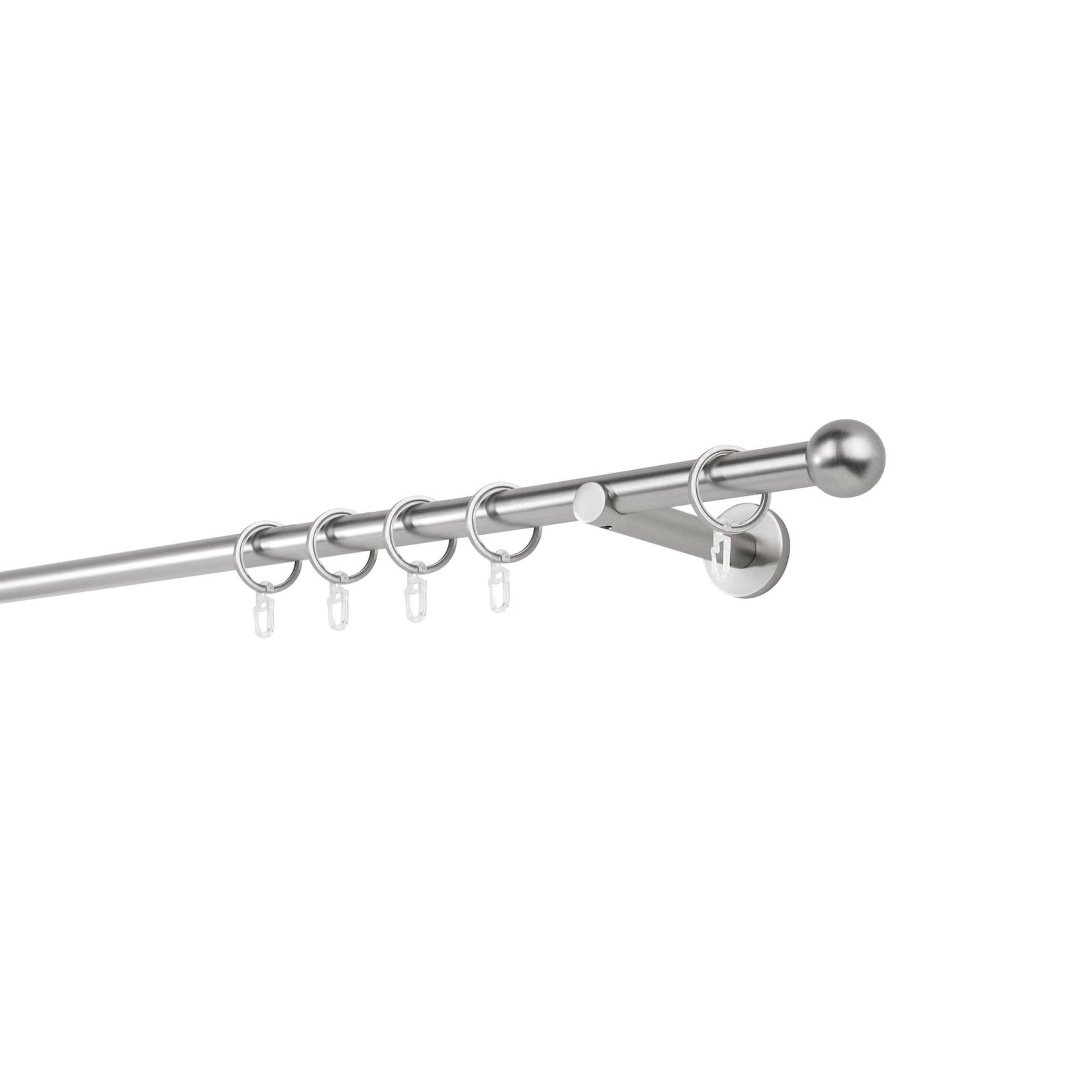 20mm,1-läufig,Rohr,Wandträger 12cm,Endstück ball Farbe: Edelstahl-Optik, Größe: 110cm
