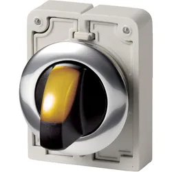Eaton 187022 Leuchtwahltaste, RMQ-Titan, mit Knebelgriff, rastend, 3 Stellungen, gelb, Frontring Metall M30C-FWRLK3-Y