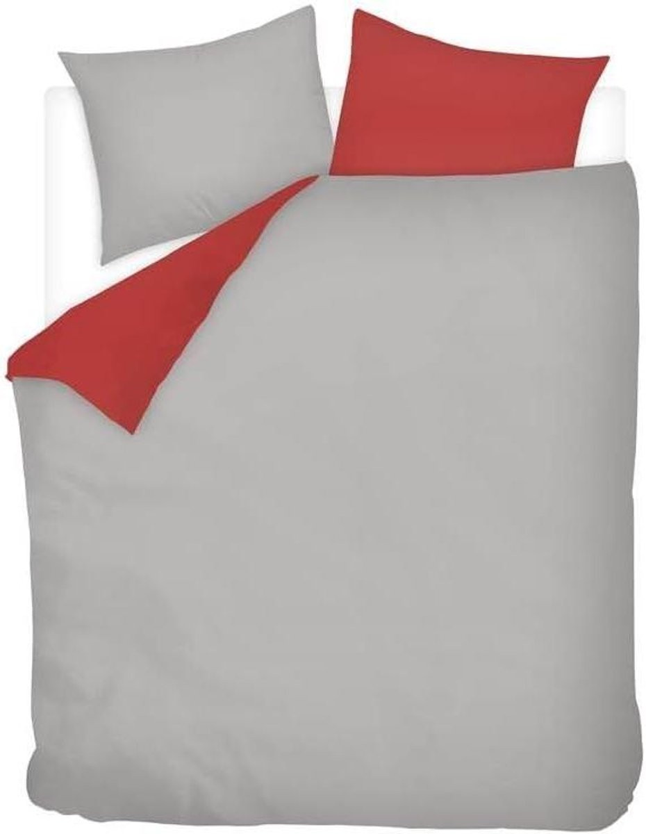 Tweezijdig Flanel Dekbedovertrek Set Grijs Roze 240x220 cm
