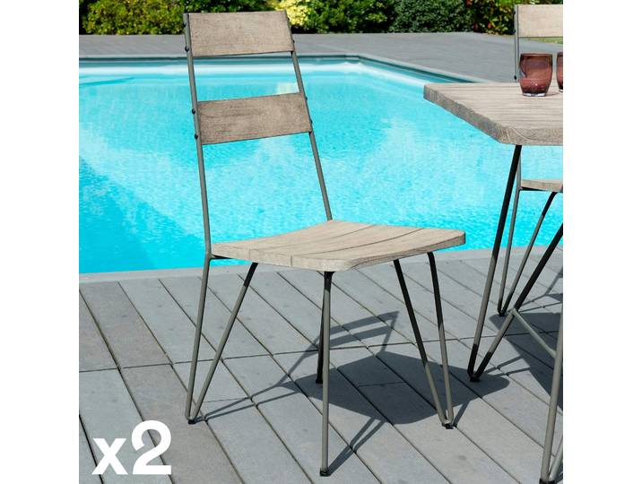 Chaise Jardin Teck Acier (lot de 2) DETROIT