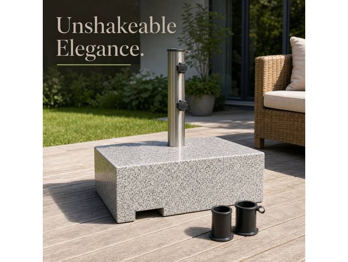 Support de parasol rectangulaire en granit de 25 kg, base de parasol de patio robuste, antidérapant, stable pour l'extérieur