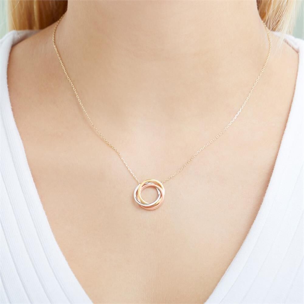 Unique 585er Goldkette Kreise tricolor gold