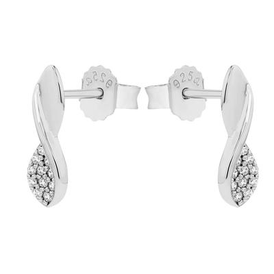 Paar Ohrstecker AMOR "Schmuck Geschenk", silber (silberfarben, weiß, weiß), Ohrringe, Damen, Silber 925 (Sterlingsilber), mit Zirkonia (synth.)