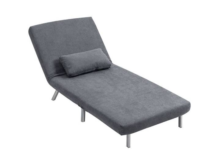 LIA Fauteuil convertible 1 place fauteuil-lit clic-clac 3 en 1 avec dossier réglable oreiller assise large gris foncé
