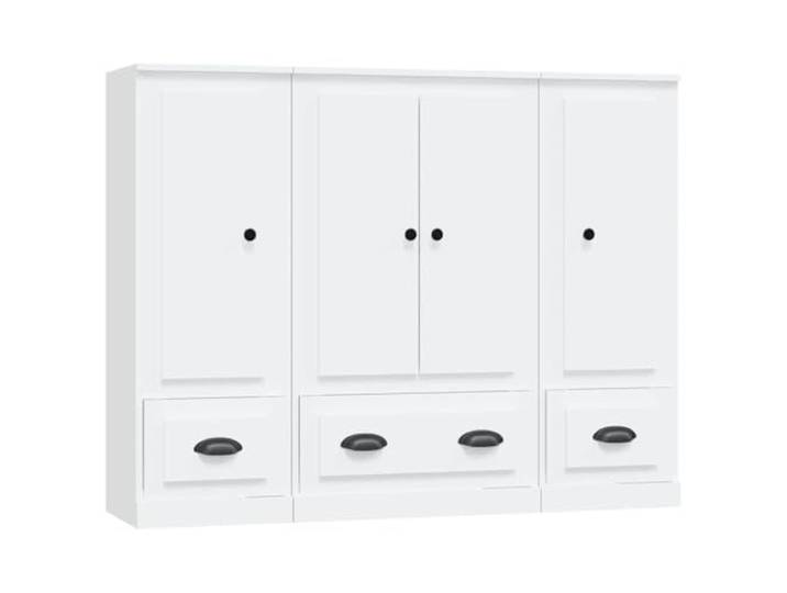 HGFDVCMR Highboard 3er Set Weiß Holzwerkstoff Beistellschrank Viel Stauraum im modernen Design für Wohnzimmer und Flur, inklusive Wandbefestigung zur sicheren Kippsicherung.