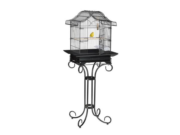 Relaxdays Zwarte vogelkooi op standaard