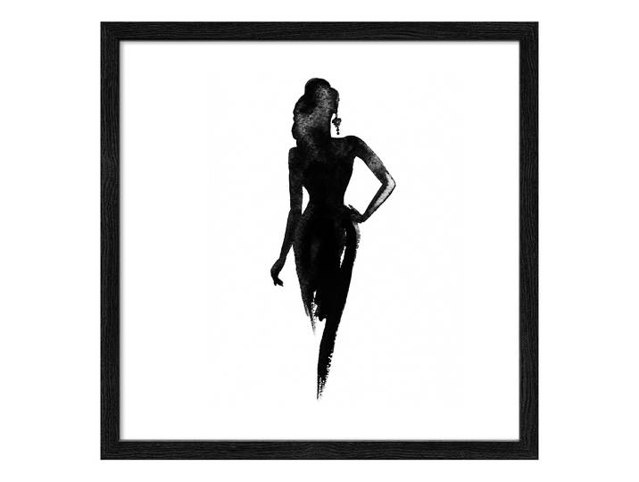 Holzbild Lady in Black Floatglas, MDF Schwarz/Weiß 33 x 33 x 1cm