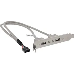 InLine Slotblech USB 2.0, 2x USB Buchse auf 1x 10pol Pfostenverbinder, 0,35m