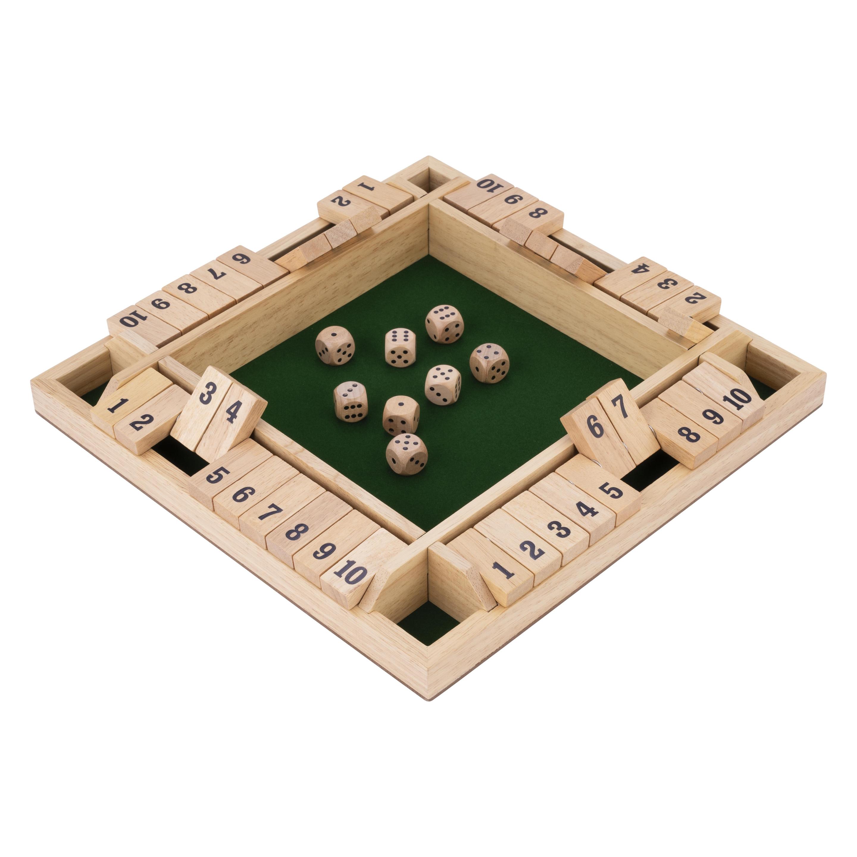 Longfield Shut the Box (4 Spieler) 29 x 29 x 3,5 cm - Gummibaumholz (Deutsch, 2 - 4 Spieler) (300407)