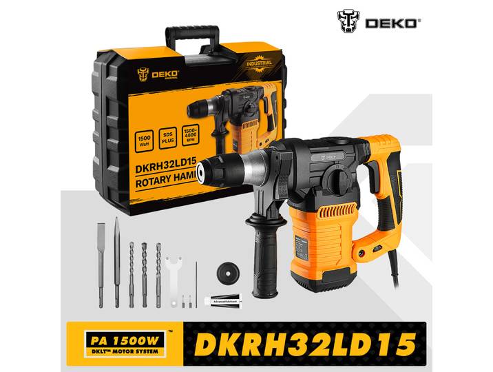 DEKO 2000W 220V marteau rotatif multifonctionnel avec BMC et 6 pièces accessoires marteau de démolition électrique perceuse à percussion-DKRH32LD1