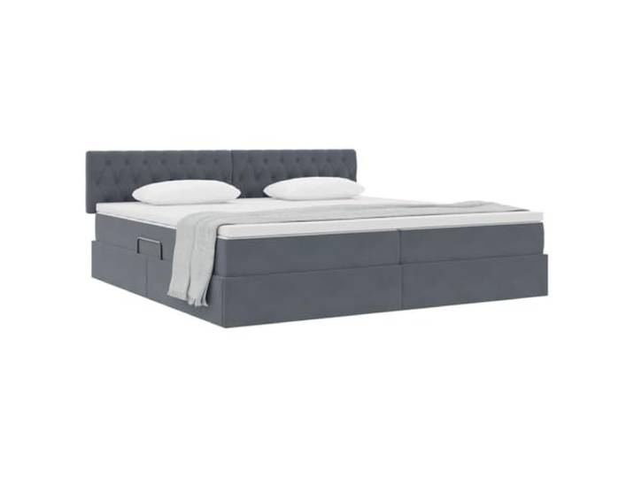KTHLBRH Bett mit Stauraum, dunkelgrau, 200 x 200 cm, Samt Hydraulisches Heben, Metallgestell, Matratze inklusive, modernes Design