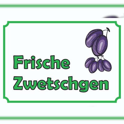 HB-Druck Frische Zwetschgen Schild A1 Rückseite selbstklebend