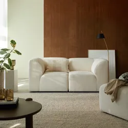 Vénus - Modulares 2-Sitzer-Sofa mit Armlehnen aus Ecru-Stoff
