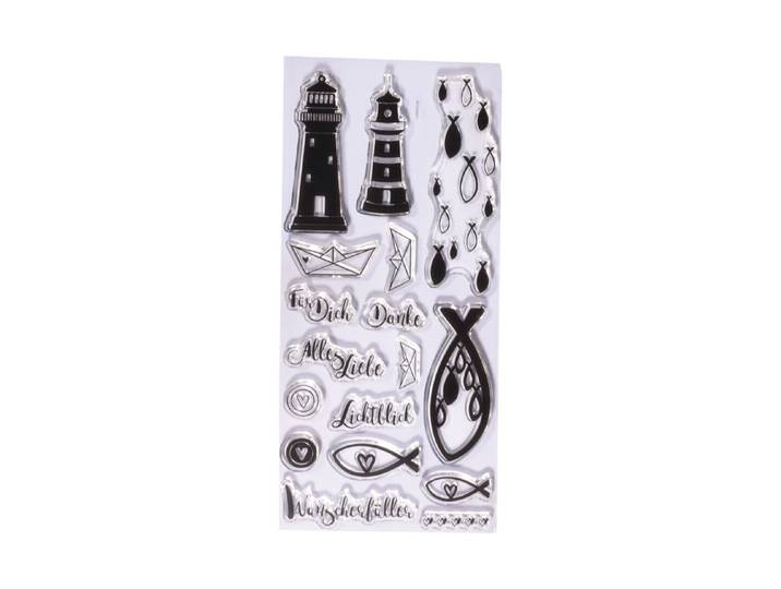 Clear Stamps - Fische, Leuchtturm&Co., 97x205mm, 17 Motive, SB-Btl. 1Bogen