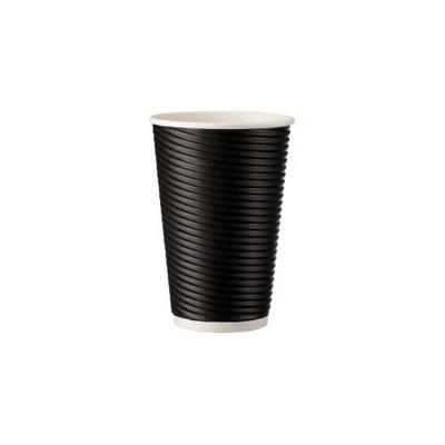 SWS 500 Kaffeebecher Coffee to go 400ml doppelwandig Ø 90x140mm schwarz geriffelt
