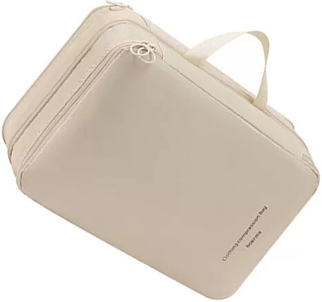 INF Doppellagige Kleiderkompressions-Aufbewahrungstasche - Tragbarer Reiseorganizer Beige